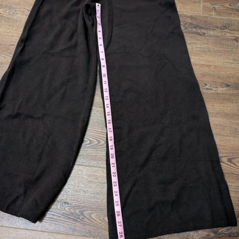 LESET Zoe Cable Crop Wide Leg Pants Size M Made Chocolate Brown - Picture 5 of 7
